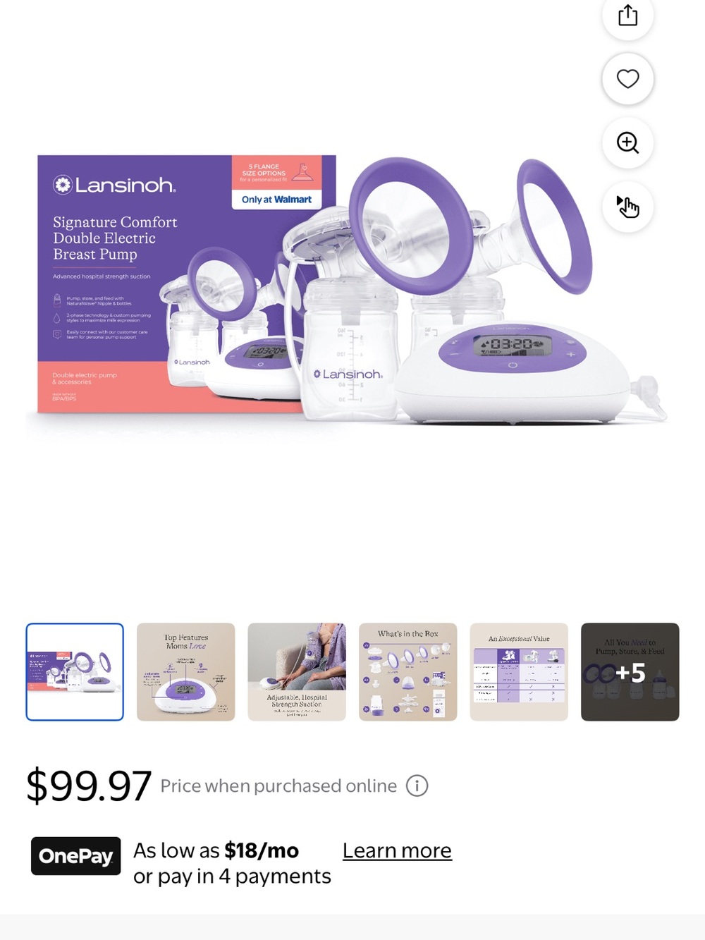 Lansinoh Double Electric Breast Pump with Purple Accents